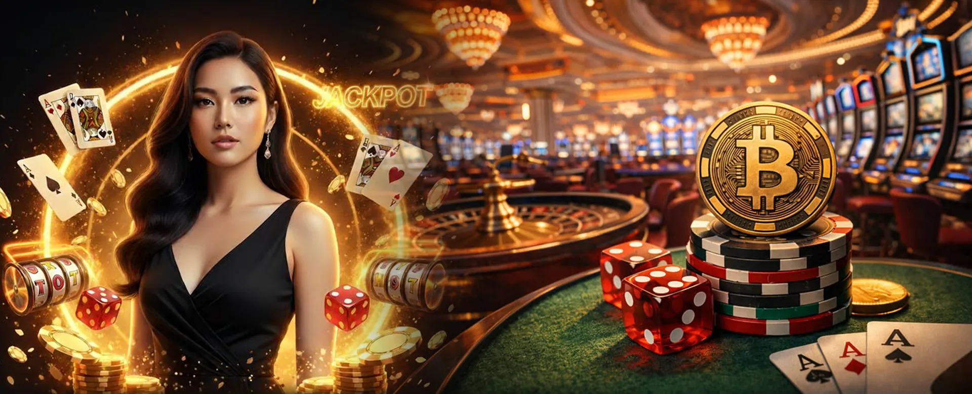 Luxurious taya777 Casino lobby with golden and red tones